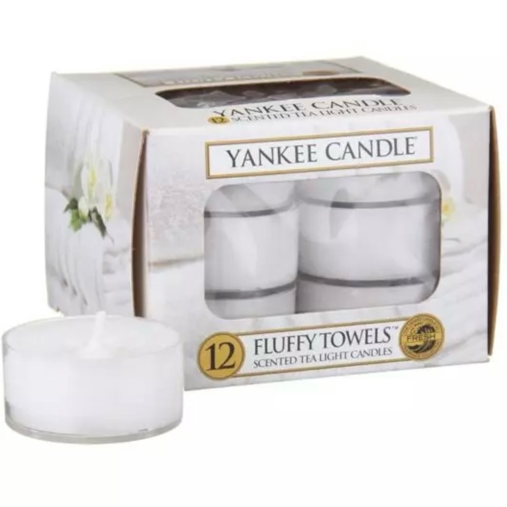 NEW Yankee Candle Fluffy Towels Tea Lights Candles RARE 12 count HTF